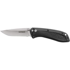imageGERBER GEAR USAssist Assisted Opening Everyday Carry Pocket Knife  420HC Steel  Serrated Edge 30001294Fine Edge Black