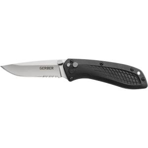 imageGERBER GEAR USAssist Assisted Opening Everyday Carry Pocket Knife  420HC Steel  Serrated Edge 30001294Serrated Edge Black