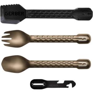 imageGerber Gear ComplEAT Camping Utensils Set for Outdoor Cooking Camping Cutlery with Fork Spoon Tongs Spatula and MultiFunctional Tool Burnt BronzeBurnt Bronze