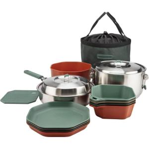 imageGerber Gear ComplEAT Cook Set  DishwasherSafe Camping Cookware for Outdoor Cooking  Includes Saute Pan Stock Pot 4 Plates 4 Bowls Mixing Bowl ampamp More
