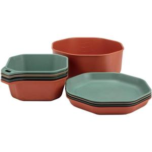 imageGerber Gear ComplEAT Tableware Set  Polypropylene Camping Cookware  Portable Outdoor Tableware  4 Plates 4 Bowls ampamp 1 Mixing Bowl