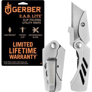imageGerber Gear EAB Lite Pocket Razor Knife with Money Clip  EDC Gear Folding Stainless Steel Utility Knife with Box Cutter Blade for Everyday Carry