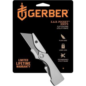 imageGerber Gear EAB Pocket Razor Knife with Money Clip  EDC Gear Folding Stainless Steel Utility Knife with Box Cutter Blade for Everyday Carry