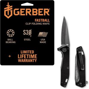 imageGerber Gear Fastball  Slim Lightweight Folding Knife with Lock Release  Pocket Knife with 3Position Clip  EDC Gear  3quot BlackBlack
