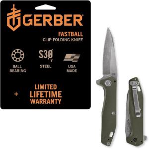 imageGerber Gear Fastball  Slim Lightweight Folding Knife with Lock Release  Pocket Knife with 3Position Clip  EDC Gear  3quot BlackGreen