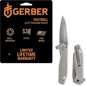 imageGerber Gear Fastball  Slim Lightweight Folding Knife with Lock Release  Pocket Knife with 3Position Clip  EDC Gear  3quot BlackGrey