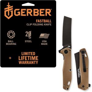 imageGerber Gear Fastball Cleaver  Durable Folding Knife with Lock  Premium EDC Gear  3quot Flat SageCoyote Brown