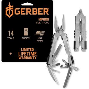 imageGerber Gear MultiPlier 600  14in1 Multitool with Sheath Needlenose Pliers Screwdriver Serrated Knife Wire Crimper Bottle Opener Can Opener ampamp More  Stainless Steel