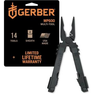 imageGerber Gear MultiPlier 600  14in1 Multitool with Sheath Needlenose Pliers Screwdriver Serrated Knife Wire Crimper Bottle Opener Can Opener ampamp More  Black