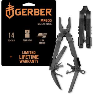 imageGerber Gear MultiPlier 600 Blunt Nose Multitool with 14 Tools  Includes Knife Pliers Nylon Sheath ampamp More  Black Tool