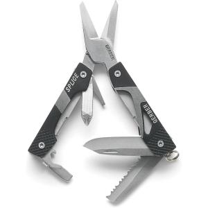 imageGerber Gear Splice Pocket Knife EDC Multitool with Blade Scissors Screwdriver and Bottle Opener Black