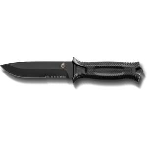 imageGerber Gear StrongArm  FixedBlade Camping ampamp Hunting Knife with Striking Pommel ampamp Sheath  Premium Survival Gear  Black Plain EdgeSerrated Black