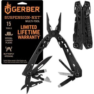 imageGerber Gear Suspension 12in1 EDC MultiPlier Multitool with Pocket Knife Needle Nose Pliers Wire Cutters and More Gifts for Men Camping and Survival GreyBlack