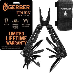 imageGerber Gear Truss 17in1 Multitool with Pocket Knife and Needle Nose Pliers  Gifts for Men Compact EDC Gear Black with Standard SheathBlack Standard Sheath