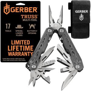 imageGerber Gear Truss 17in1 Multitool with Pocket Knife and Needle Nose Pliers  Gifts for Men Compact EDC Gear Black with Standard SheathGray Standard Sheath