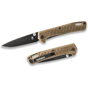 imageGerber Gear Zilch Folding Pocket Knife 31 Inch Plain Edge Blade BlackCoyote Brown