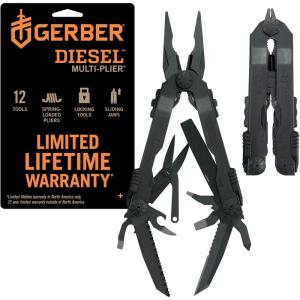 imageGerber Gear Diesel Multitool Needle Nose Pliers Set 12in1 EDC MultiTool Knife Survival Gear and Equipment Black